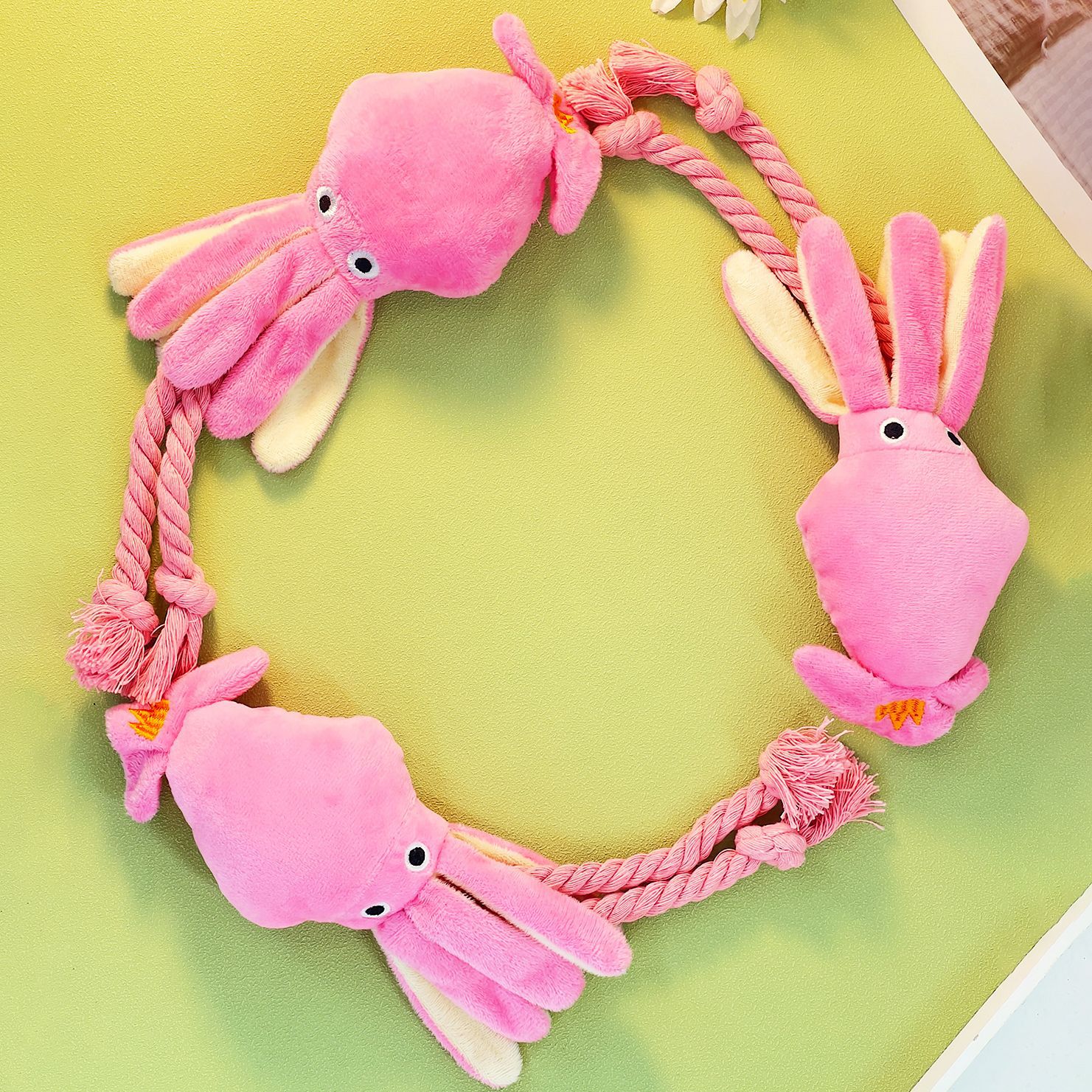 Cute octopussy rising pet peluche resistente mordida molar teddy cuerda nudo perro juguetes en stock al por mayor pic 1