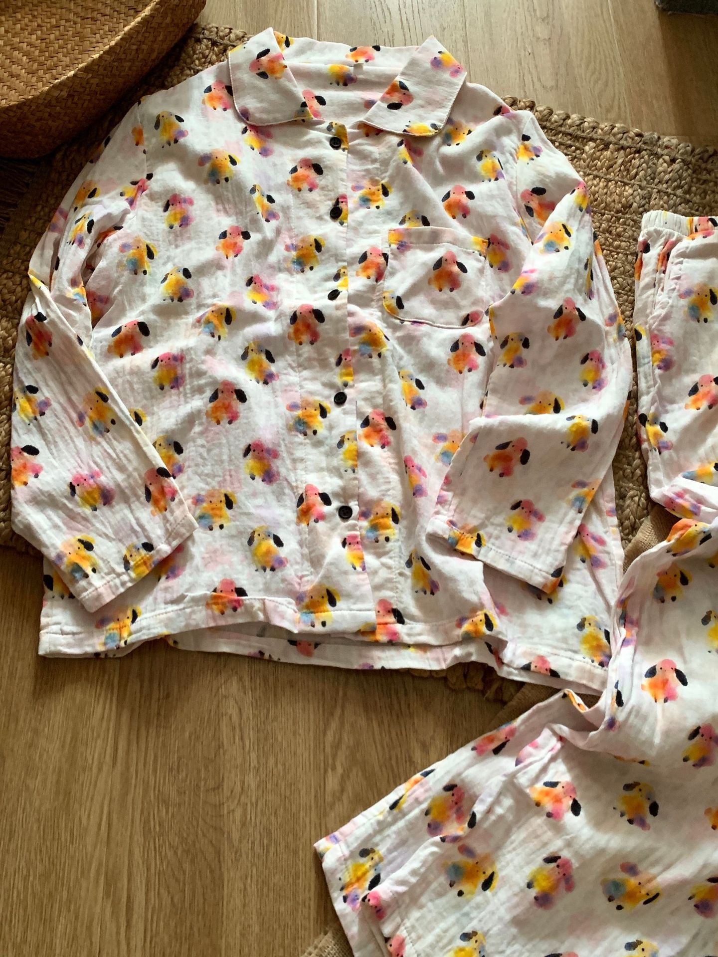 New product! Apple Dalmatian all-cotton double-layered tulle home wear lapel long-sleeved long pants pajama set pic 4