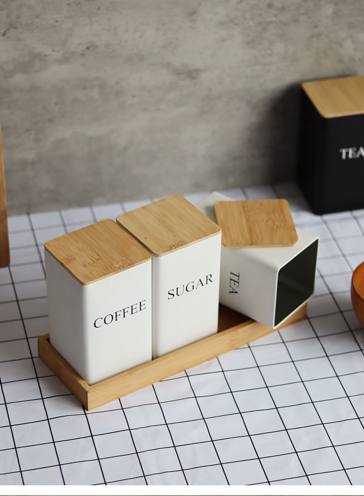 厨房用品竹盖方形铁盒coffeetea咖啡豆罐糖果茶叶包装现货茶叶罐详情12