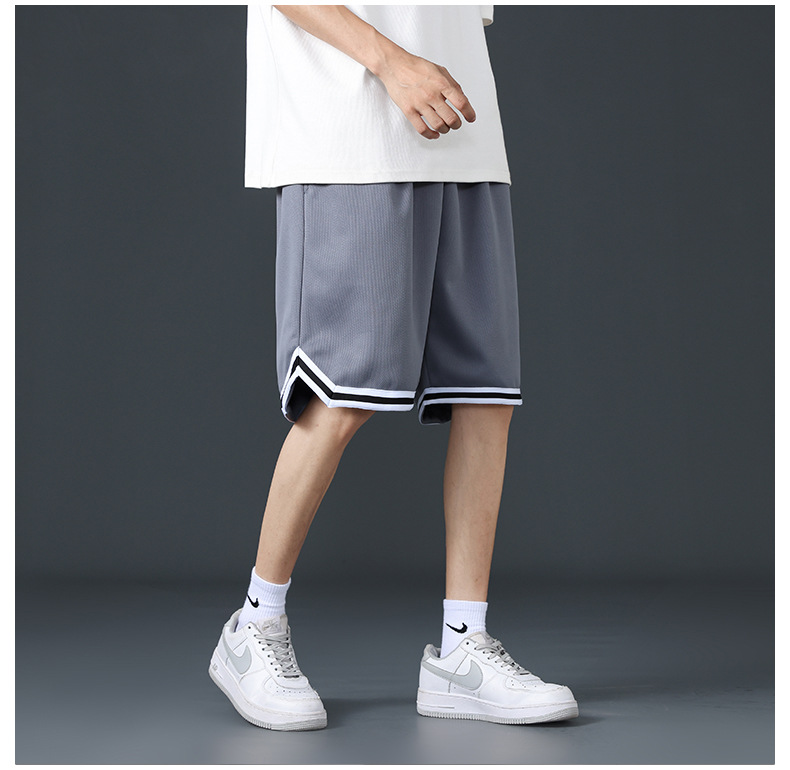 夏季冰丝短裤男潮流薄款沙滩裤宽松百搭直筒大码休闲运动中裤男详情9