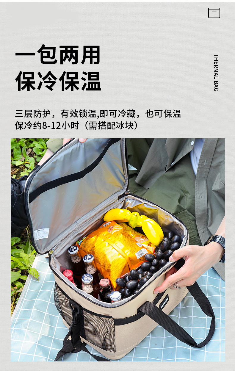 SANNE Cross-border Oxford cloth lunch box bags, hand-purified color takeout bags, outdoor picnic insulated and fresh-keeping bento ice packs pic 2