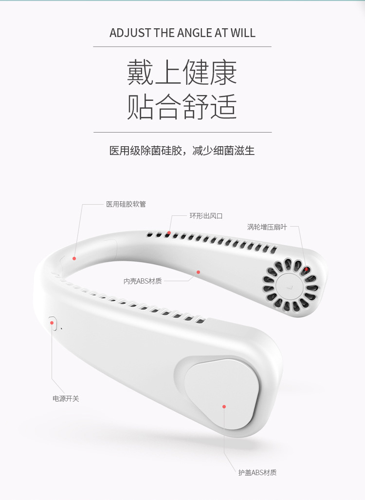New type of neck-hanging fan, usb charging, lazy portable small fan, student office, sports bladeless neck-hanging fan pic 12