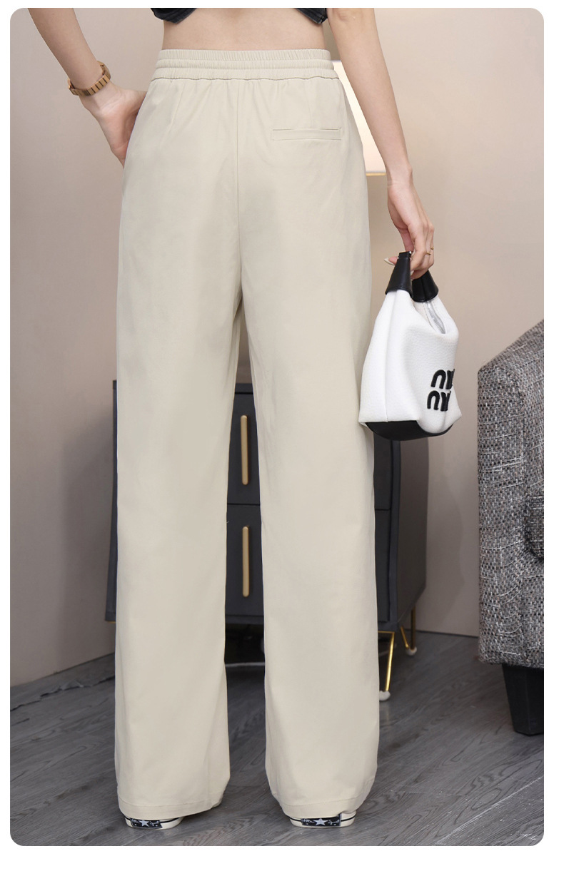 2025 New narrow straight-leg pants for women, high-waisted and slimming wide-leg pants, loose drape, floor-length loose pants, casual pants pic 20