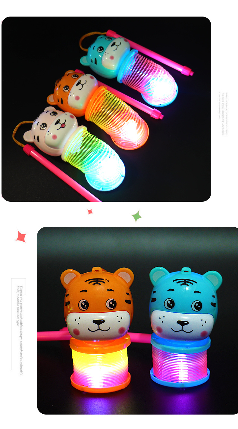 Tiger Year hand-held lantern Rainbow Ring 2022 Cartoon Tiger Glowing Elastic Rainbow Ring Spring Ring Toy wholesale pic 9