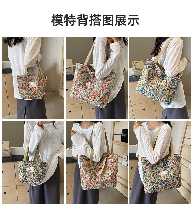 大容量帆布包包2024新款潮时尚百搭单肩手提袋子ins学生上课包女详情7