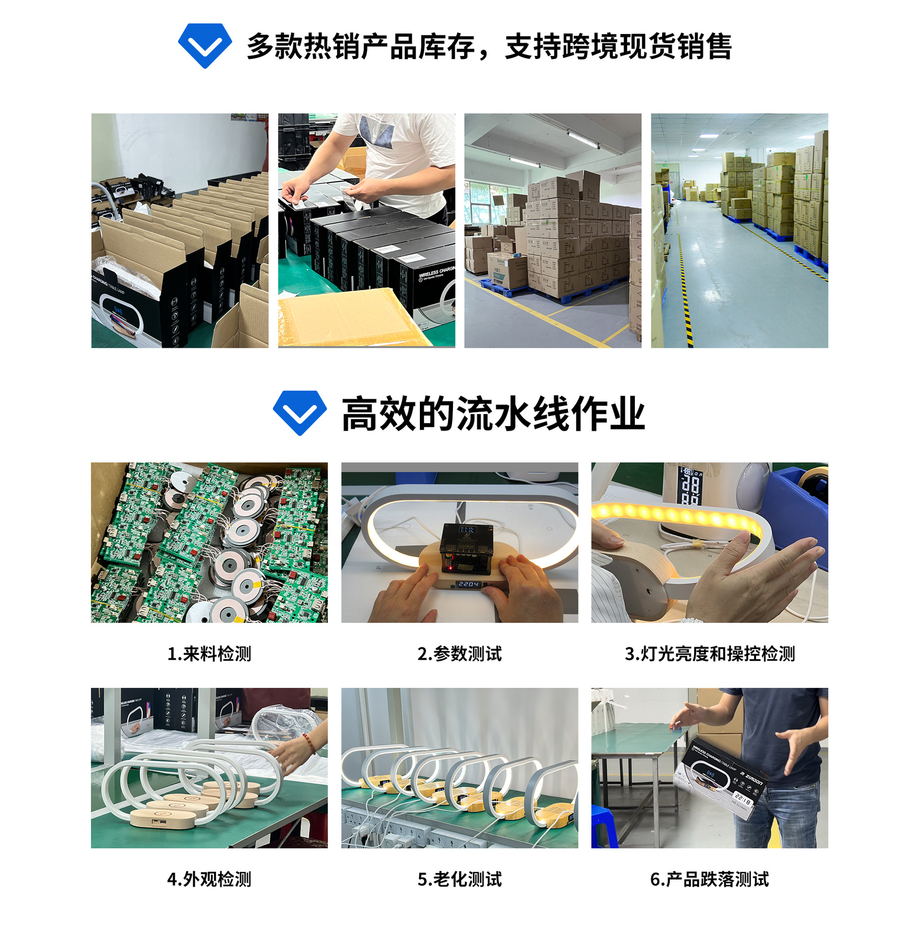 跨境电商直供15W手机无线快速充电触控夜灯实木时钟卧室床头台灯详情12