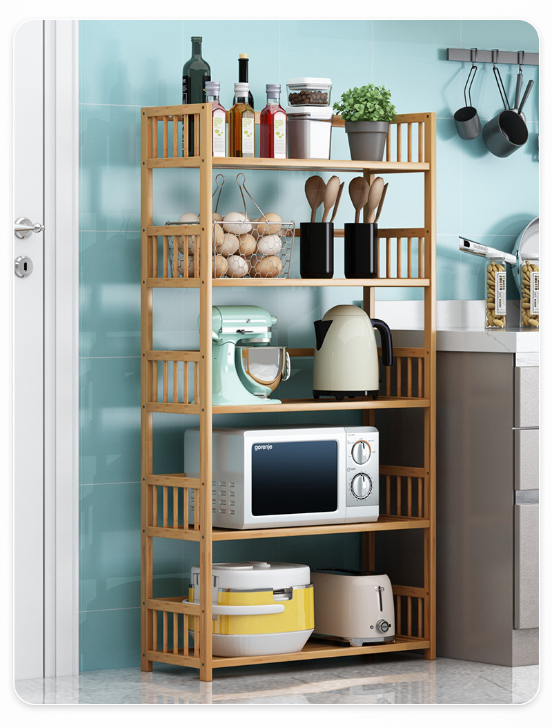 多层木质厨房收纳架不锈钢置物架厨房柜子厨卫用品储物架多功能整理架详情11