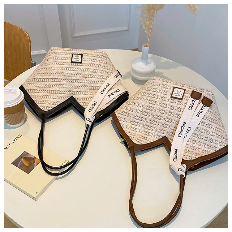 大容量托特包包女2025新款潮复古手提草编包百搭单肩编织包通勤包详情43