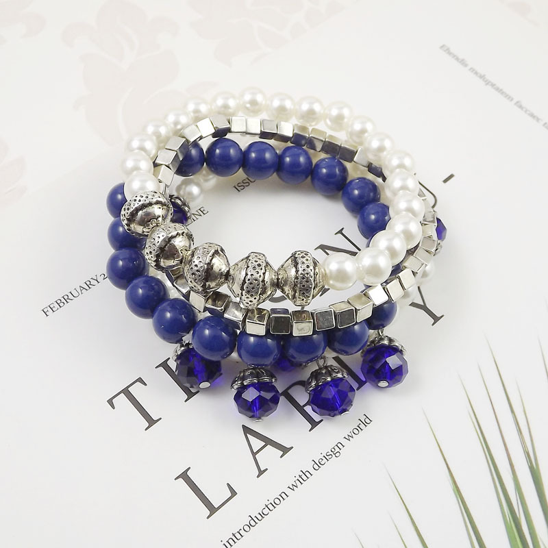 度假风欧美波西米亚风珍珠水晶手工串珠弹力创意手链女款S7760详情7