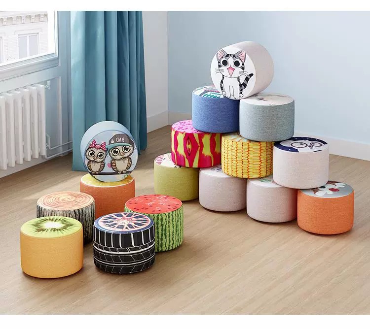 Amazon sofa stool, fashionable and creative living room, home sitting stool, small round stool, fabric stool, low stool, foot stool, shoe-changing stool pic 2
