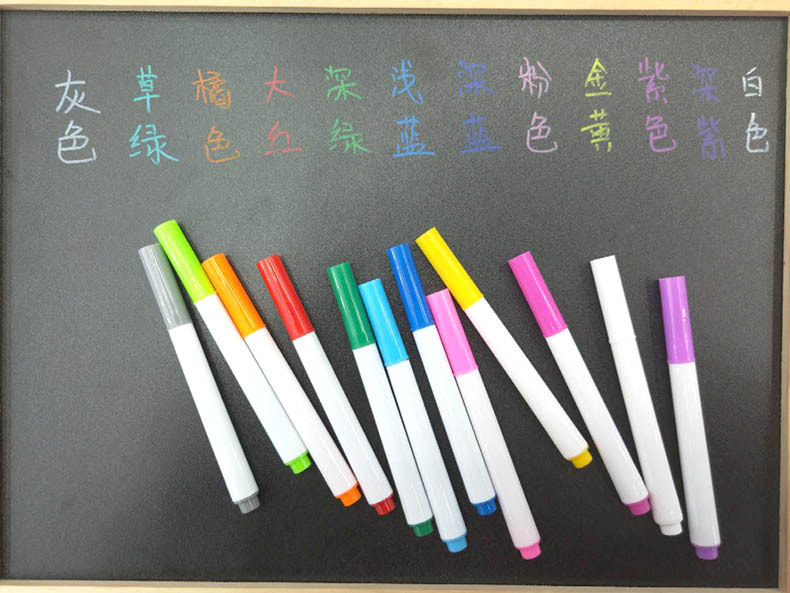 Qianhui Custom LOGO dust-free water-soluble chalk lamp board pen Fluorescent board white blackboard 12-color erasable chalk pic 4