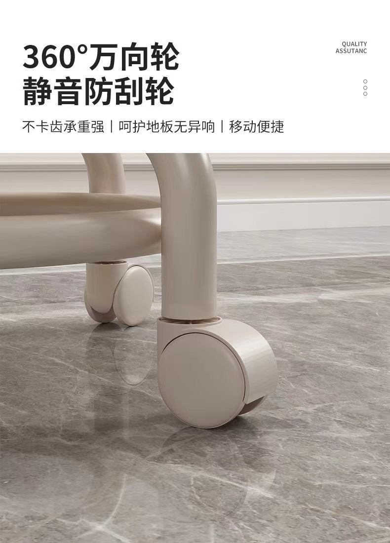 Universal wheel small stool, household pulley low stool, wheeled stool, small round stool, sofa stool, small chair, plastic backrest pic 9