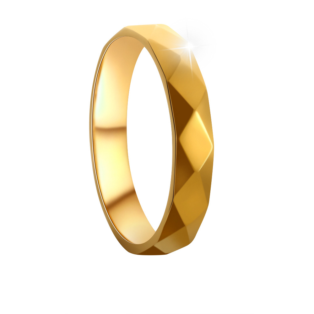2024 Cross-border source Amazon new Product 4mm couple rings, four-sided geometric ring jewelry, titanium steel ring pic 6