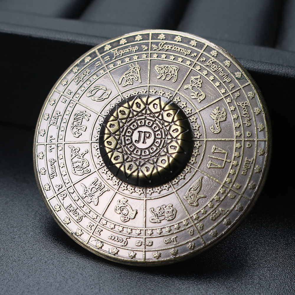 金属风轮旋转陀螺创意解压玩具佛莲星盘七彩指尖陀螺桌面摆饰批发详情6