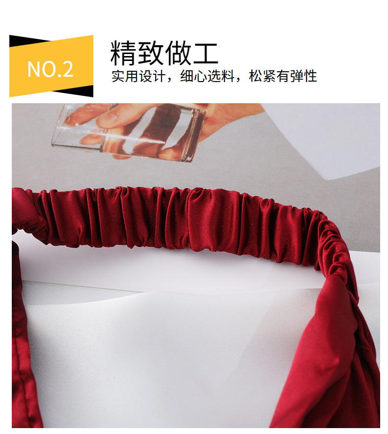 仿真丝发带ins同款舒适松紧头带现货简约时尚OL纯色交叉发箍发圈详情11