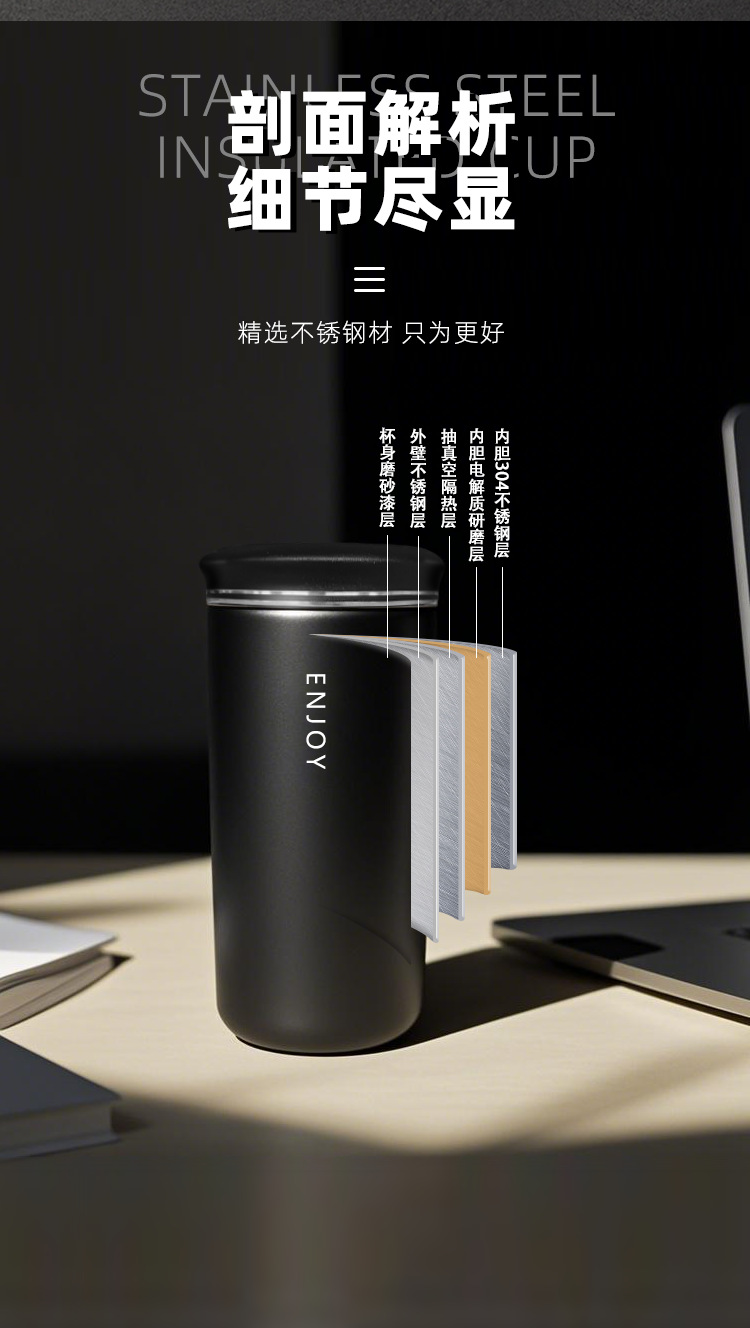 高颜值不锈钢保温杯女学生简约便携小巧可爱水杯车载办公室泡茶杯详情5