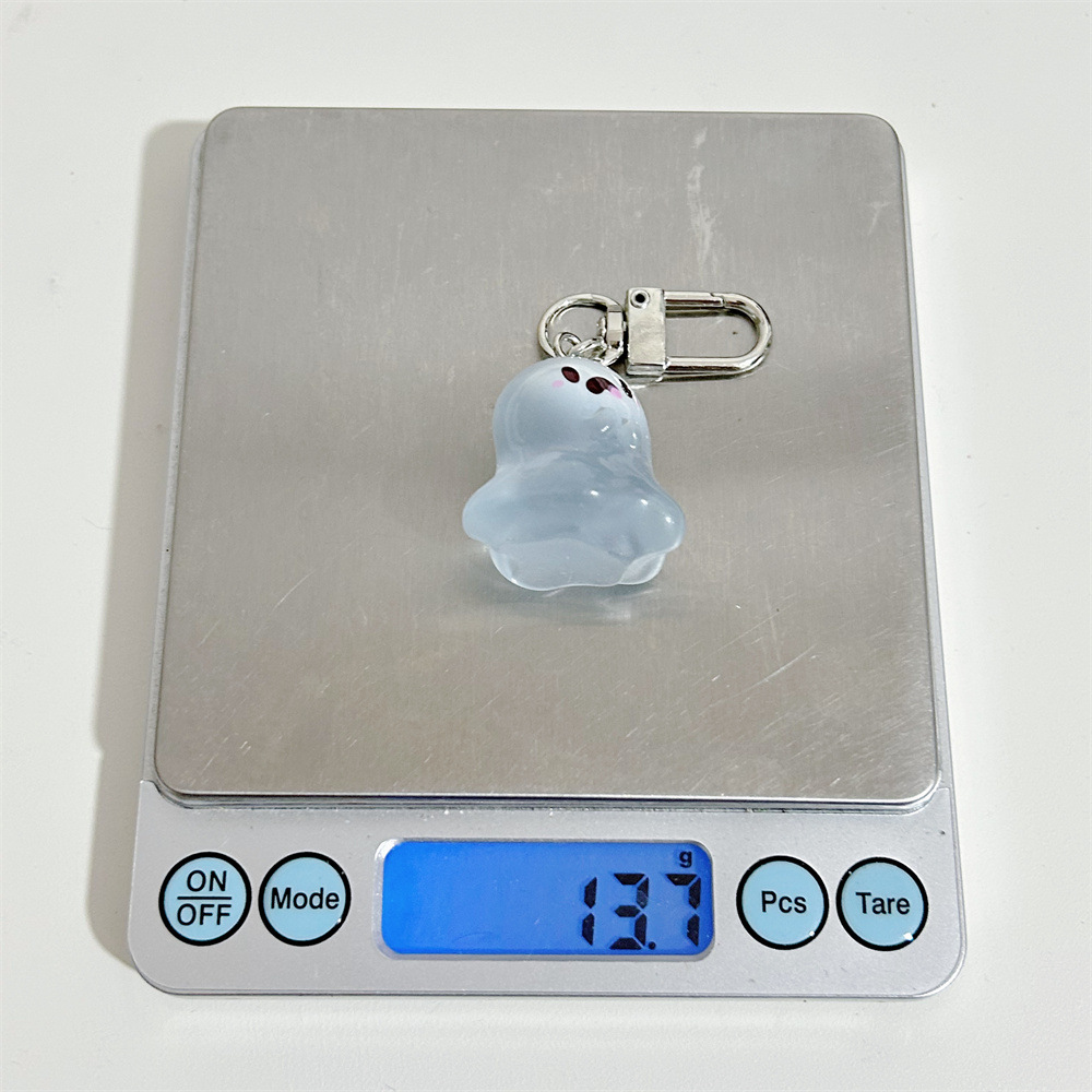 Creative and cute glow-in-the-dark little ghost keychains, funny three-dimensional Halloween dolls, schoolbags, pendants, and ins accessories pic 3