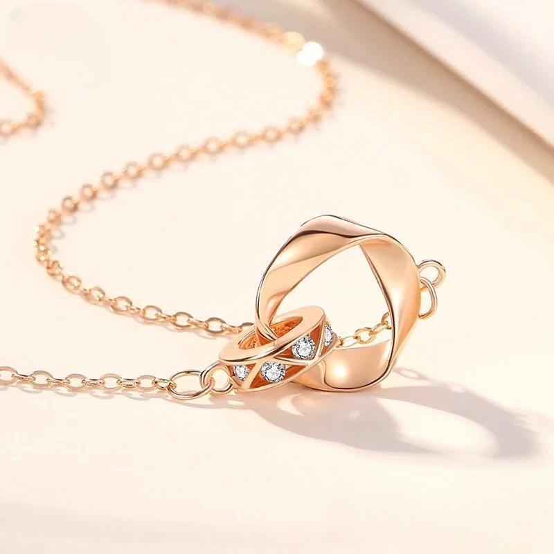 银贝情侣同款莫比乌斯环项链S925纯银小众秋冬时尚环形双环锁骨链详情5