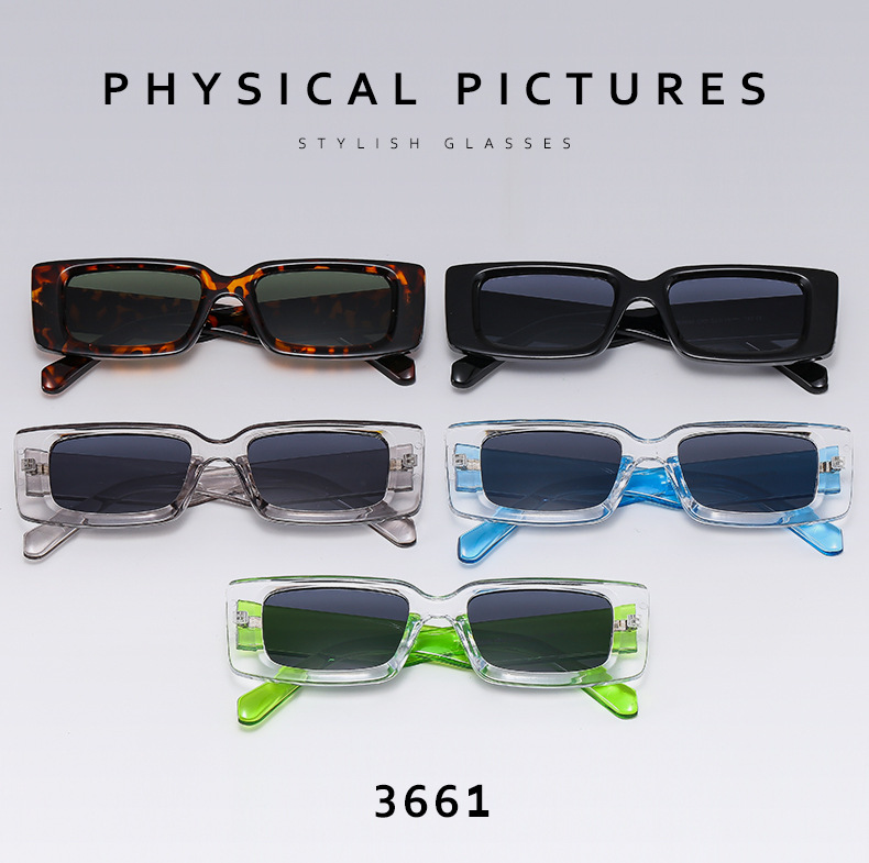 Square narrow-framed sunglasses for women with a high-end feel, new Instagram trendy sunglasses, millennium hot girl photo glasses, cross-border pic 5