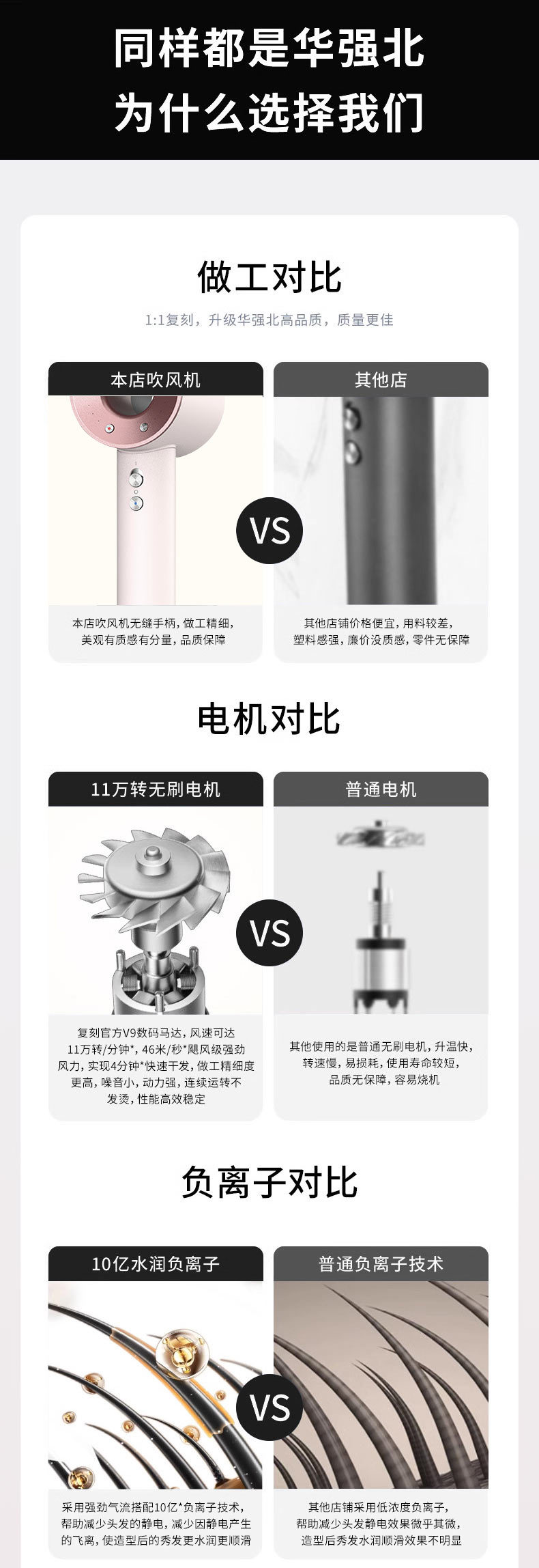 Huaqiangbei hair dryer, Dyson hair dryer, high-power hair salon, household negative ion, non-damaging hair, high-speed hair dryer pic 6