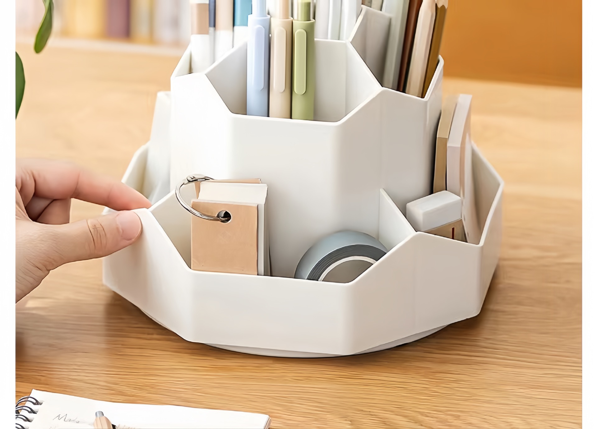 360-degree rotating pen holder, multi-functional large-capacity desktop stationery and cosmetics storage box, high-end office pen holder pic 2