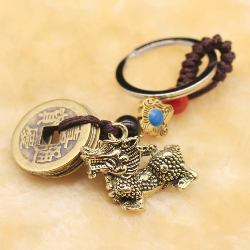 Pure handcrafted Five Emperors coin keychains, pendants, safety copper coins, car decoration, car accessories pic 4