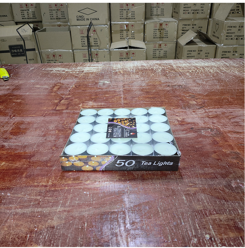 Wholesale of 100 box-packed 4-hour smokeless candle tea brewing paraffin wax birthday confession small candles, 50 round pieces pic 11