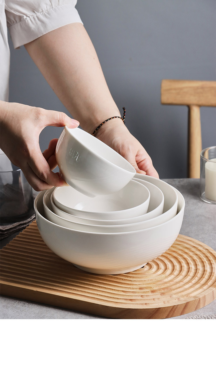 纯白色陶瓷米饭碗面碗大汤碗酒店餐厅汤粉碗家用小碗ceramic bowl详情6