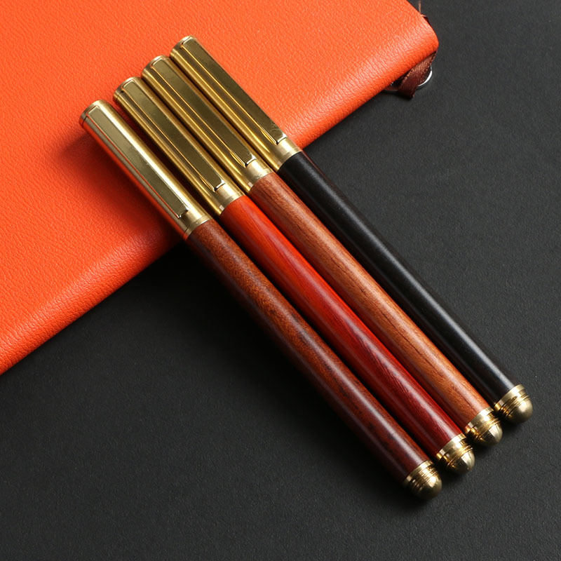 Wooden business pearl signature pen, brass solid wood pen clip, gel pen, LOGO printed, laser customized signature pen pic 37