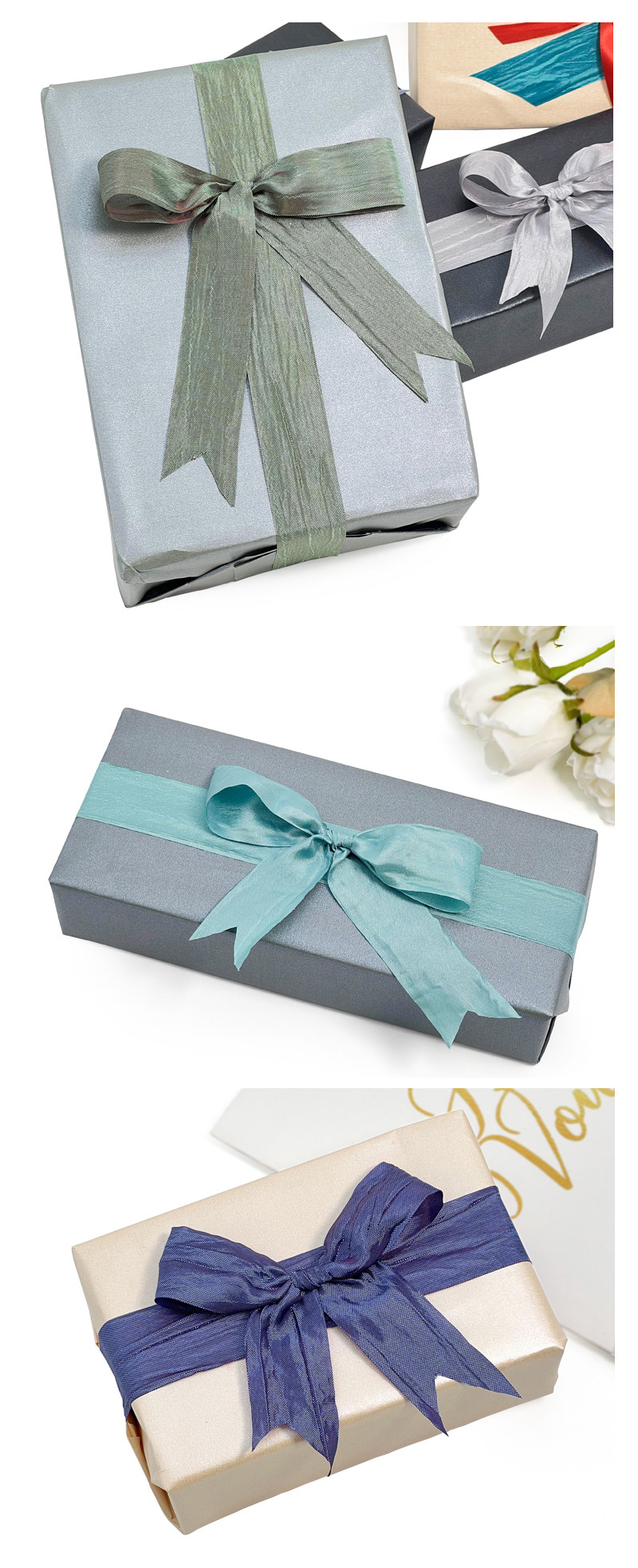 韩国跨境热销褶皱变色涤纶段带定制礼品包装丝带厂家直销扎带绳索包装用品详情14