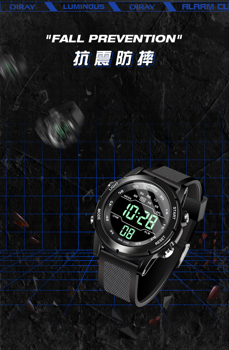 Mingrui genuine electronic watch, student waterproof new wristwatch, features, foreign trade luminous multi-functional sports watch consignment pic 10