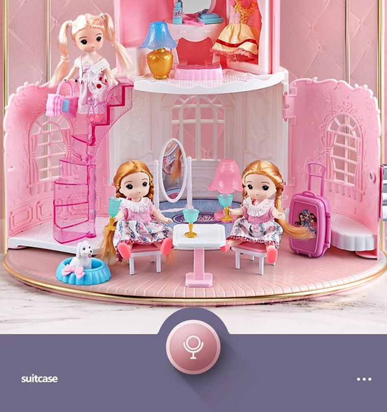 Princess dreamy luxury bedroom toy house Little girl playing house Simulation exquisite castle suitcase Girl toys pic 7
