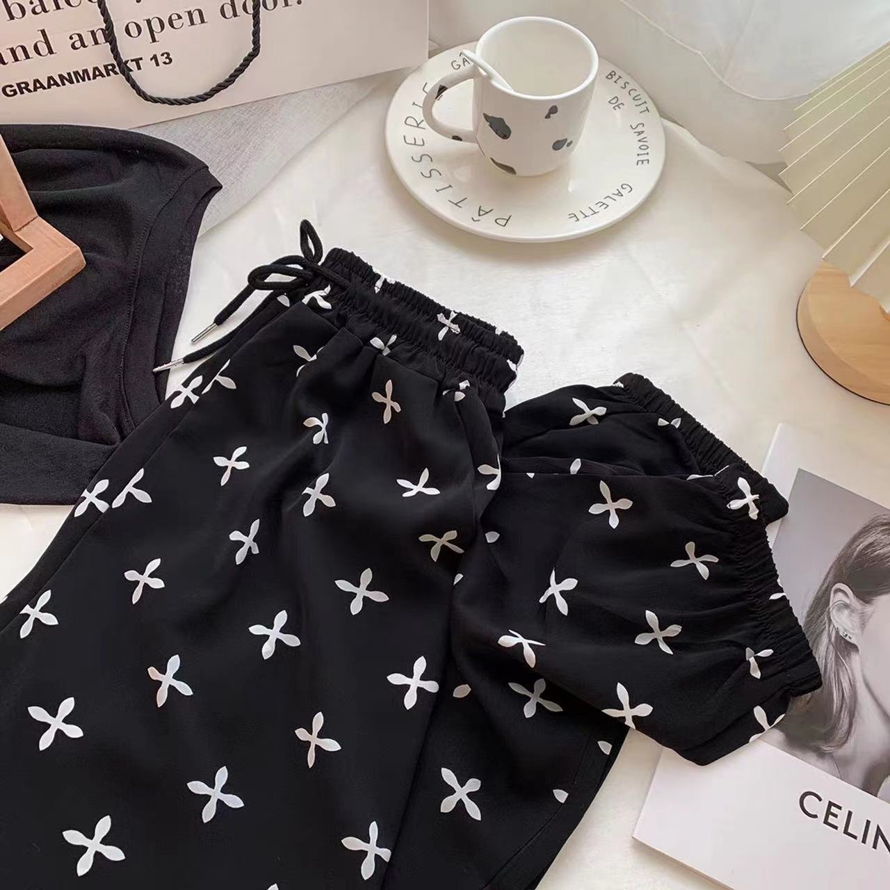 国潮-2026年新款冰丝印花休闲裤女夏高腰宽松灯笼裤凉凉花裤防蚊详情11