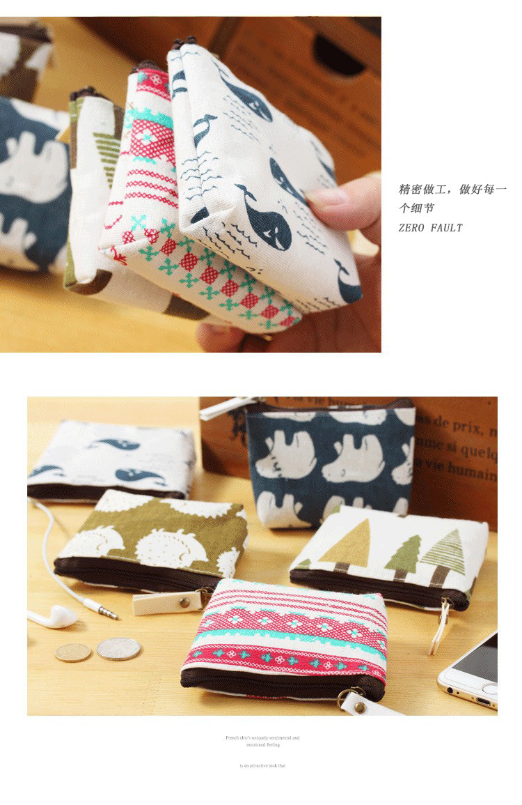 棉麻零钱包复古韩版硬币包简约时尚帆布卡通钥匙可爱收纳包零钱包详情3
