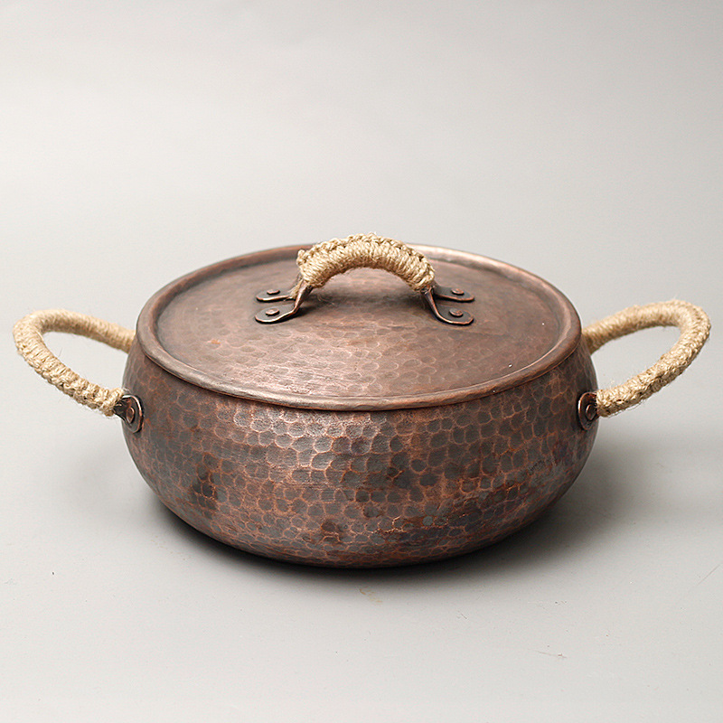Copper hot pot for home use, thickened stainless steel pot base, copper hot pot set, suitable for family gatherings pic 5