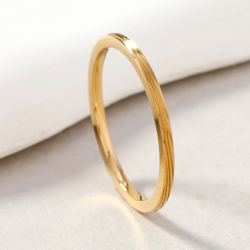 欧美风不锈钢戒指女不掉色轻奢高级感2mm批花三条线戒指素圈指环详情4