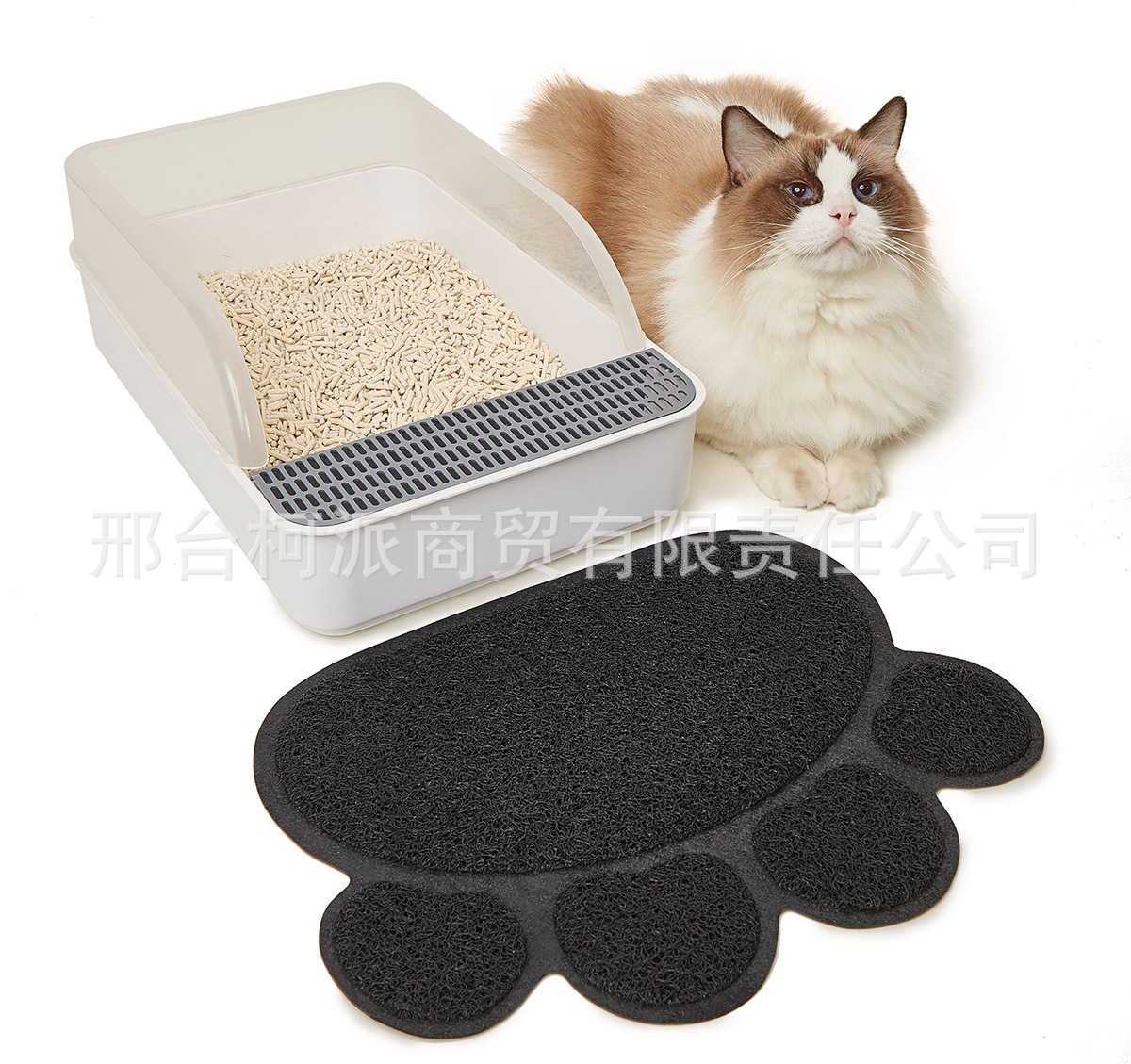 宠物用品供应 PVC猫砂垫 可爱猫头图案塑料地垫 宠物脚垫 猫厕所垫 清洁方便地垫详情12