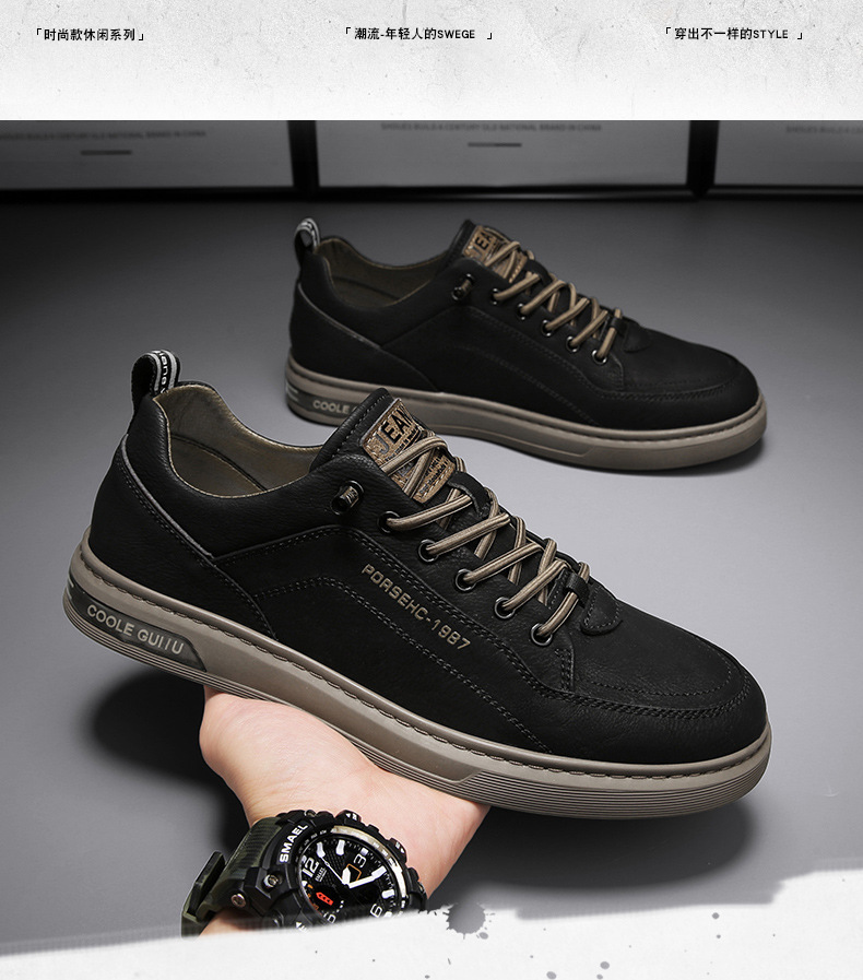 男鞋2024新款春季男士休闲皮鞋韩版潮流百搭运动潮鞋男款小白板鞋详情2