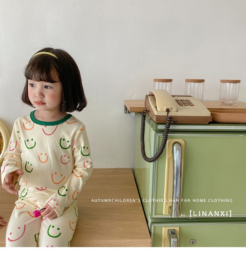 A类纯棉男女童宝宝秋季家居服内衣套装韩版无感印花睡衣秋衣秋裤详情11