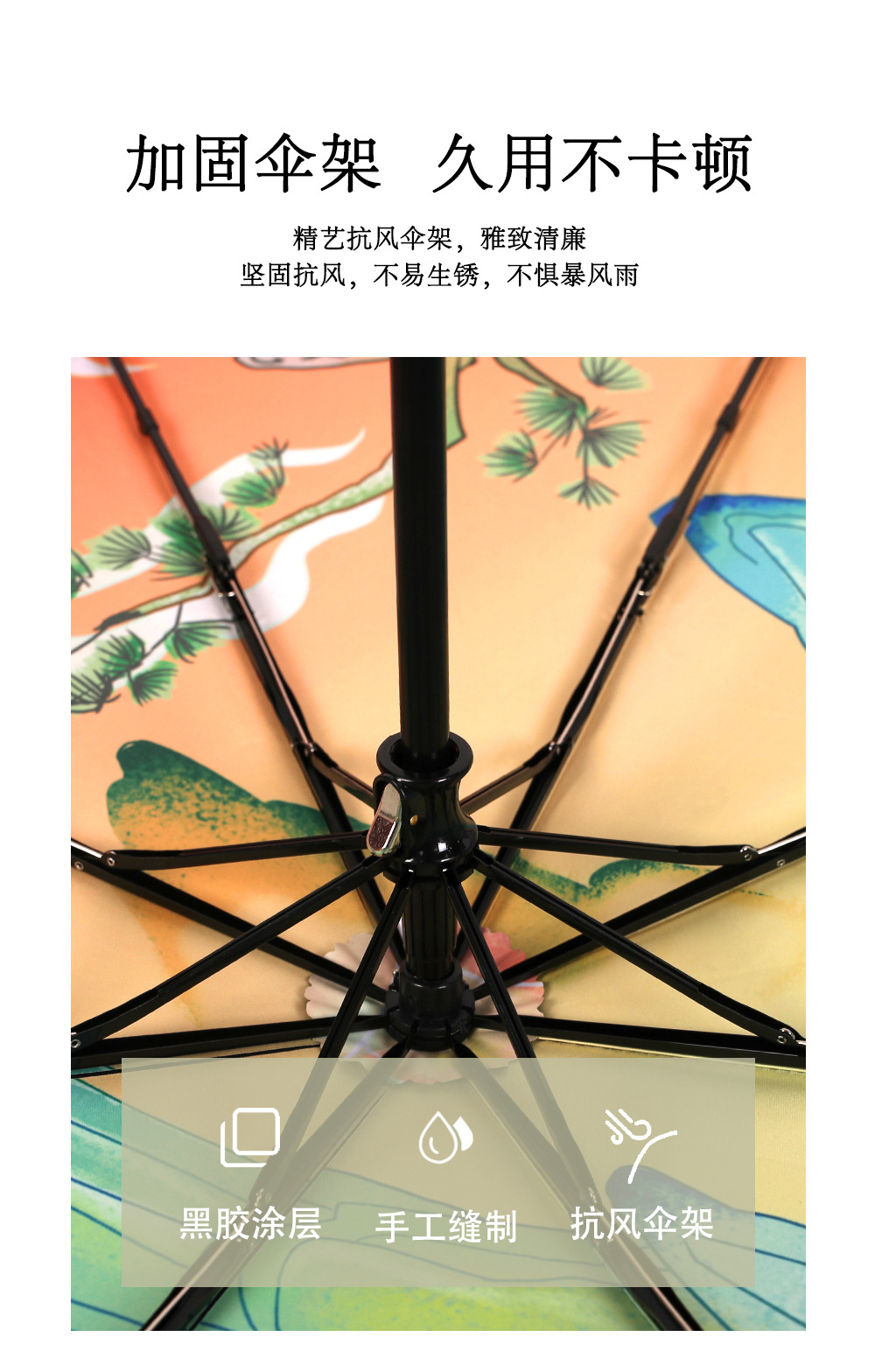 新款三折伞UPF50+手开遮阳晴雨两用太阳伞满版手绘数码印刷伞面详情14