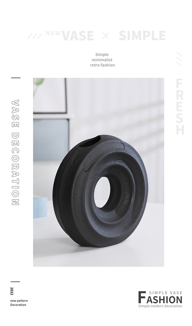 2025 European-style light luxury retro round creative ceramic vase, simple bedroom home entrance flower arrangement, handicraft vase, home decoration pic 2