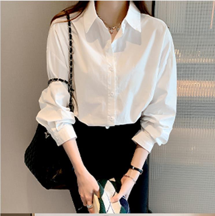 制服衬衣基础长袖白色衬衫女新款百搭基础款工作服内搭复古衬衣女详情6