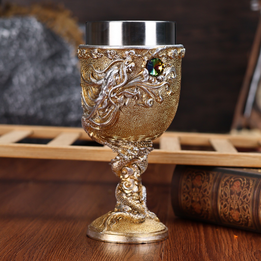 European and American foreign trade inventory, Chinese dragon red wine glasses, personalized cocktail glasses, stainless steel water cups, high appearance level pic 5