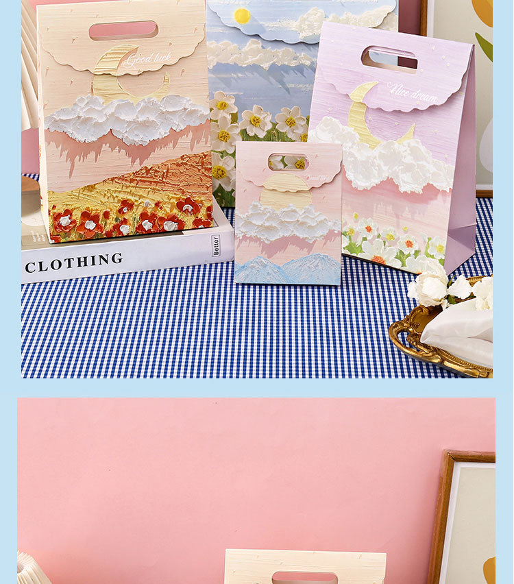 文艺油画礼品袋文艺手提袋节日精美男女生日花束包装送礼物纸袋子详情12