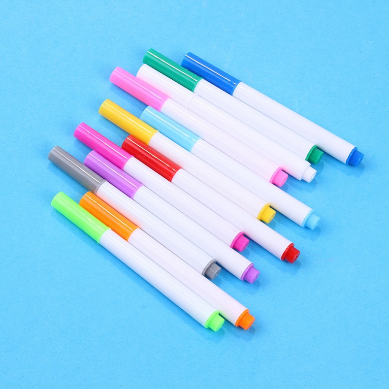 Qianhui Custom LOGO dust-free water-soluble chalk lamp board pen Fluorescent board white blackboard 12-color erasable chalk pic 12