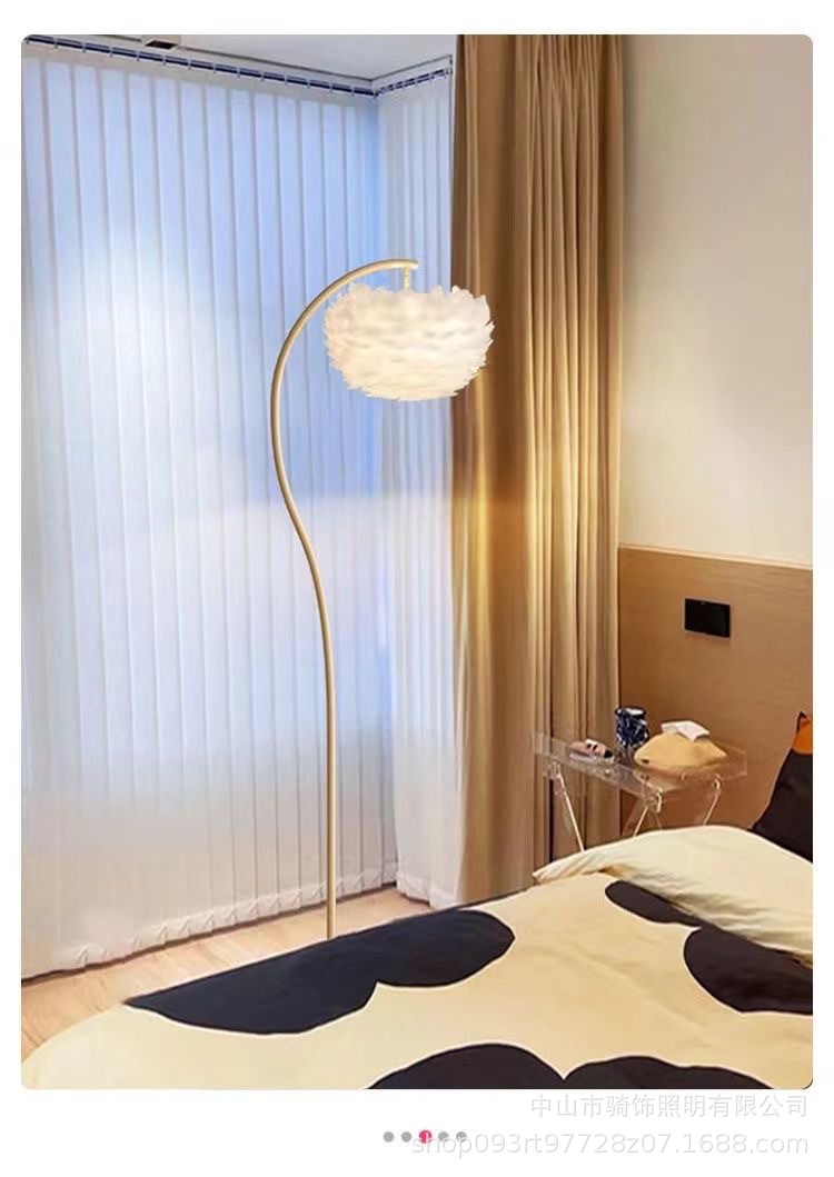 ins cream-style floor lamp, vintage French retro living room, bedroom, bedside standing table lamp, popular ambient light pic 23