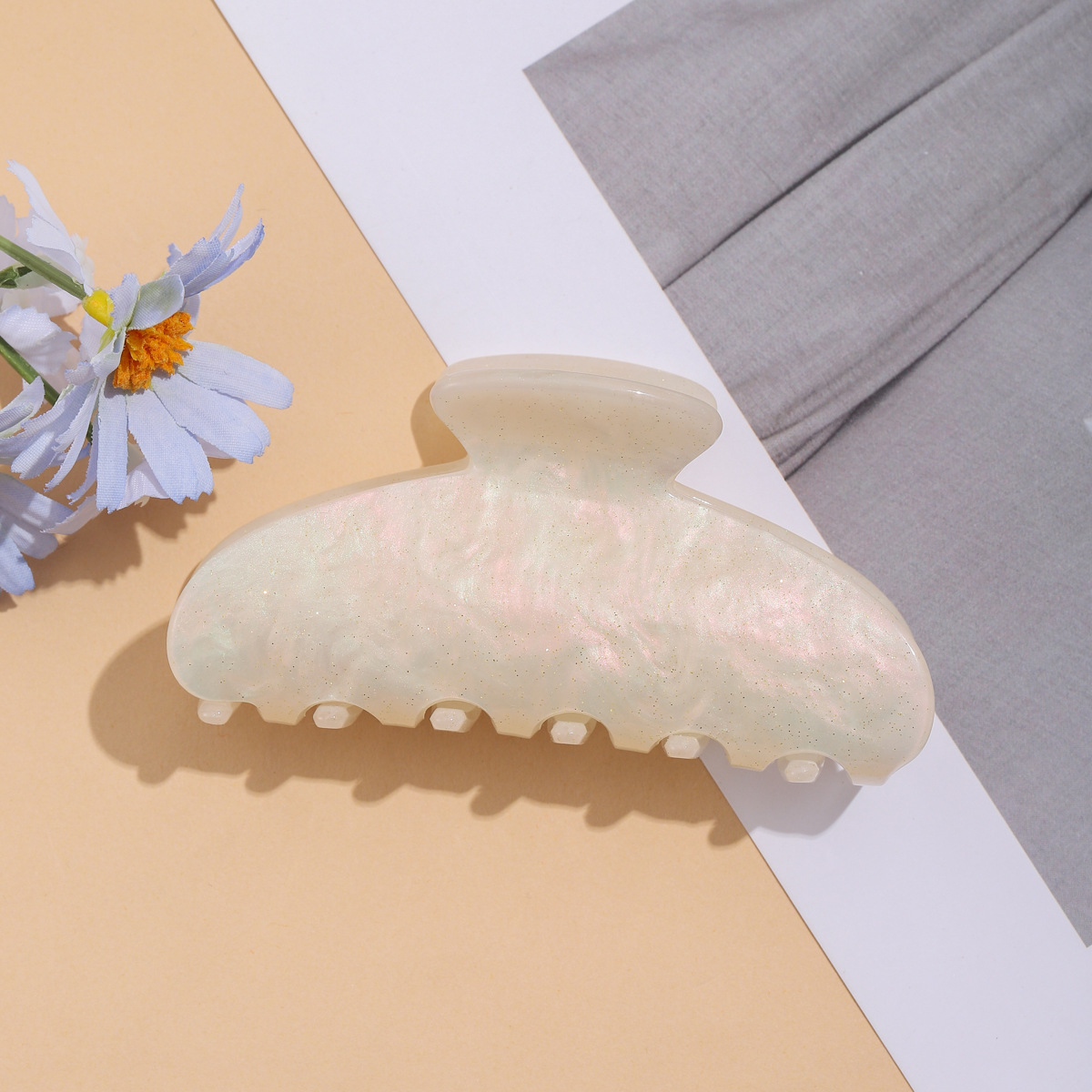 韩版时尚星空亚克力抓夹女式顶夹头饰闪粉糖果色高马尾发夹批发详情5