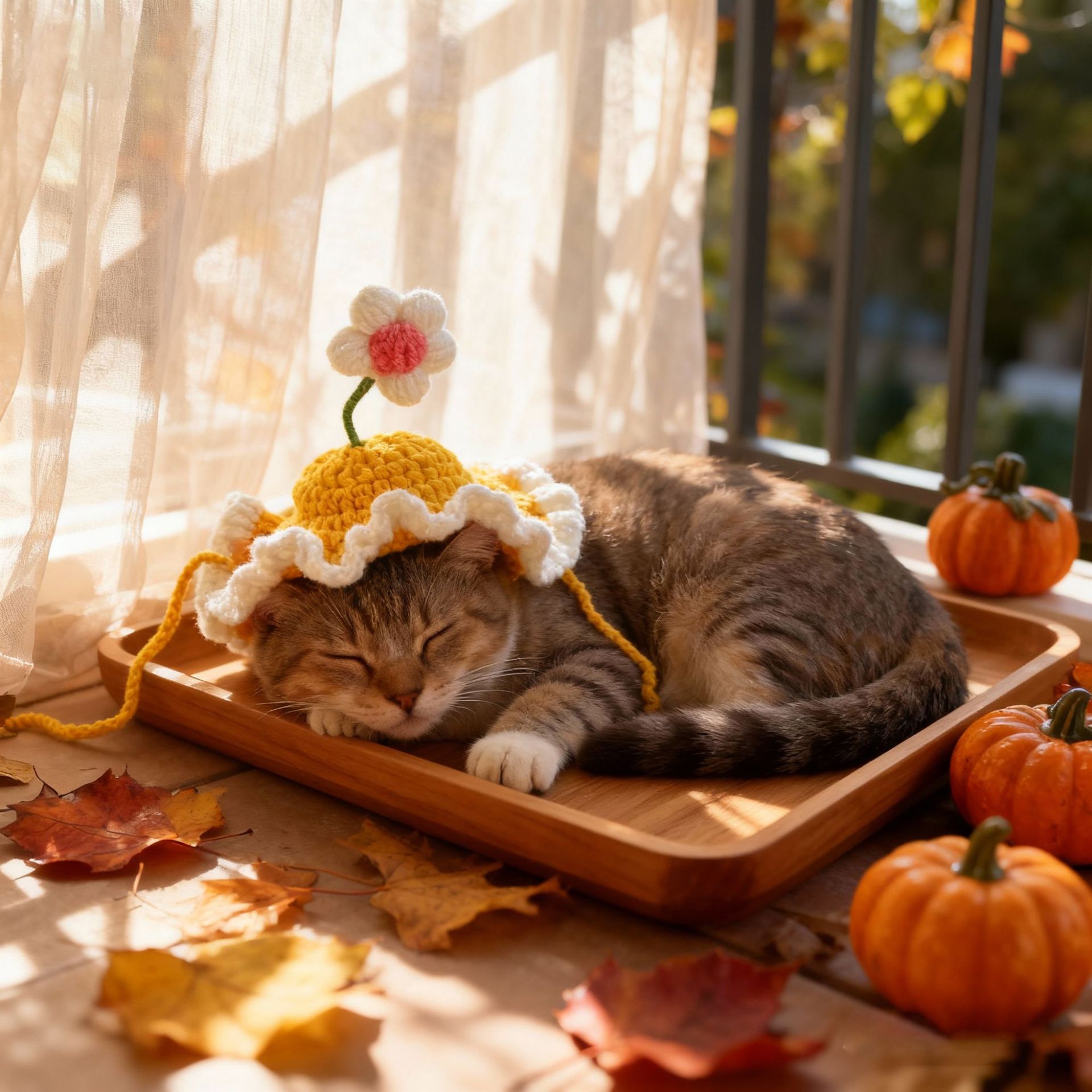 纯手工女仆喇叭花太阳帽宠物草帽变装帽猫咪帽子英短可爱呆萌详情5