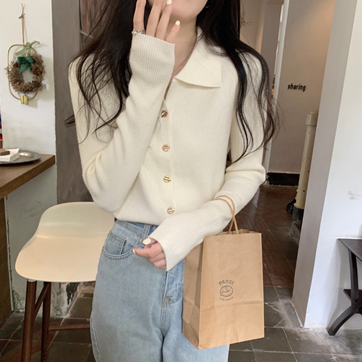 polo领内搭打底针织衫毛衣女秋冬2023新款早秋设计感别致独特上衣详情12