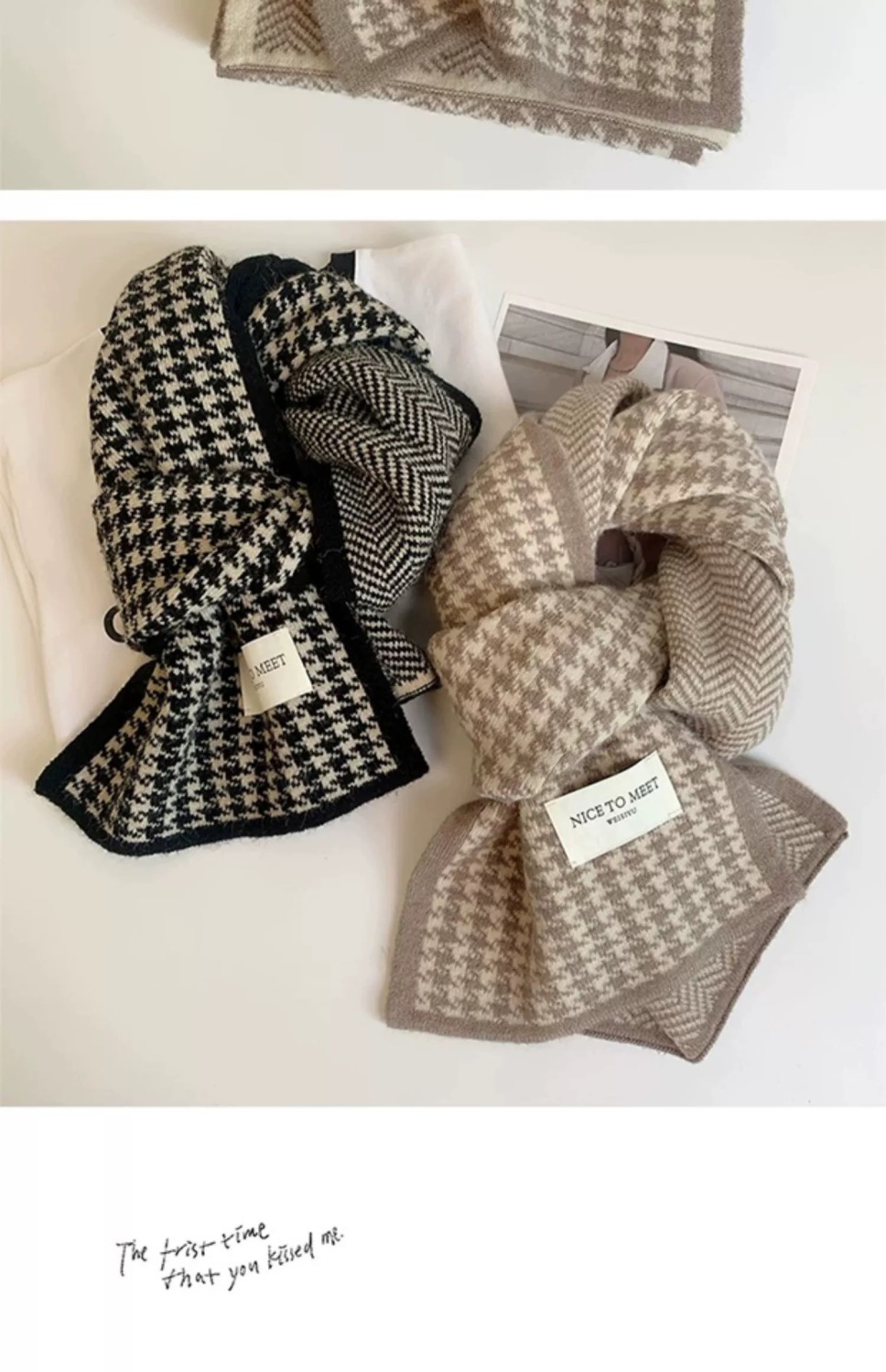 围巾冬天学生高中女生初中少女秋冬季感格子围脖男款日系加厚保暖详情4